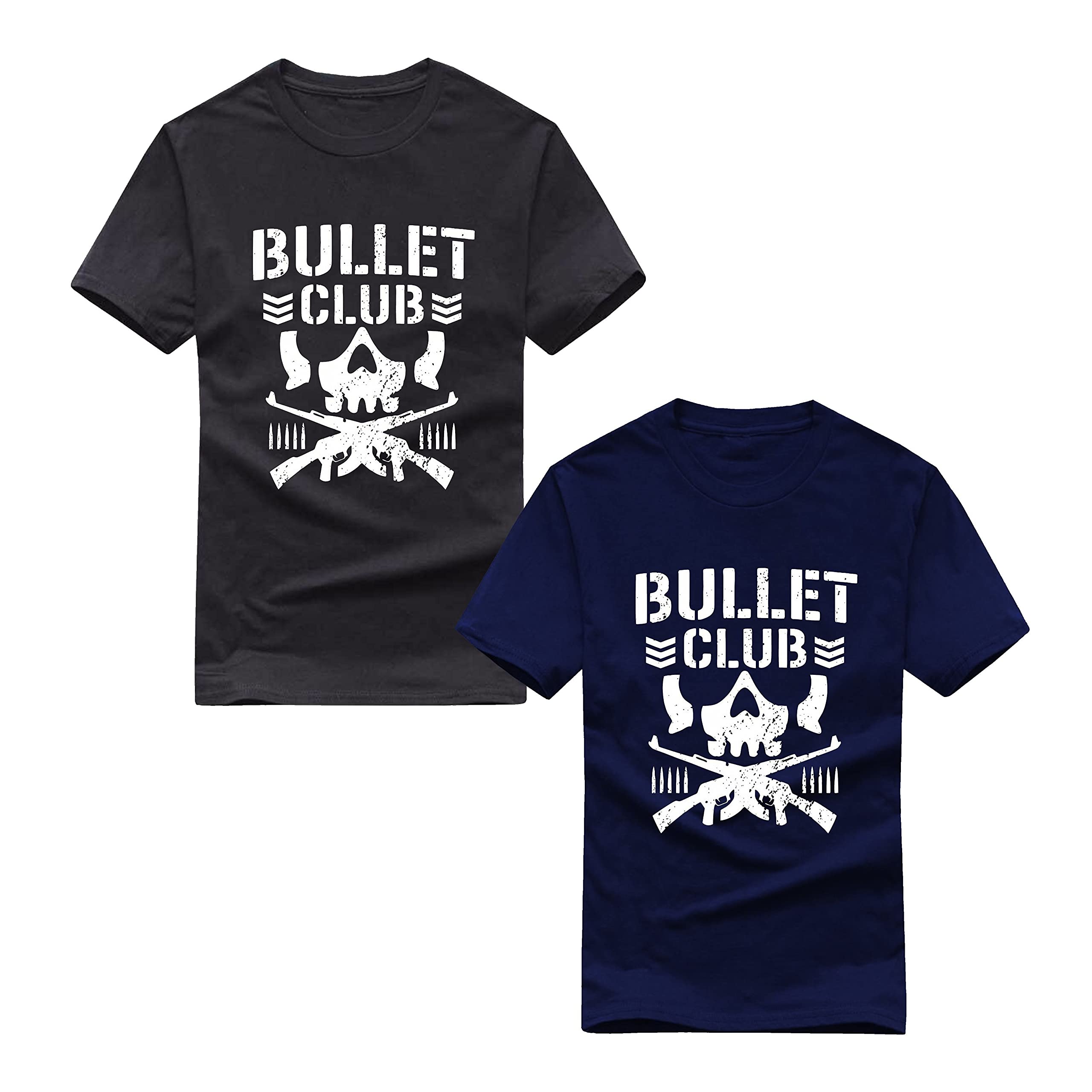 Bullet Club T-Shirt, Pro Wrestling MMA Gym Workout UFC Fight Mens Kids Adults Top (Black, L)