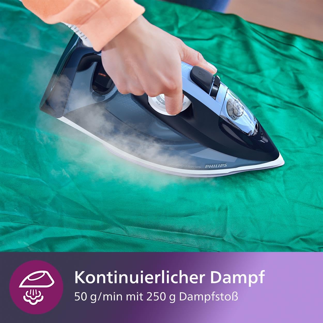 Philips Series 7000 Dampfbügeleisen 2800 W Dampfstoß 250 g SteamGlide Plus Louros Hellblau DST7020/20