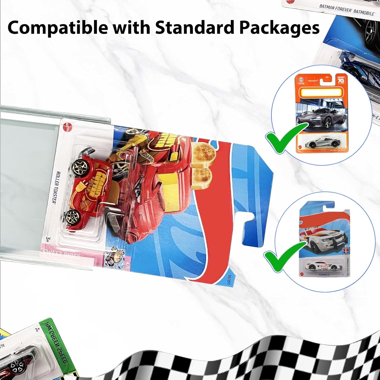 6 Pack Clear Hot-Wheels Storage Display Case, Wall-Mounted Showcase Holds Up to 60 Diecast Cars, Kids Room Organizer with Shatterproof Doors, Space - Saving Wall Display‌ Organizer