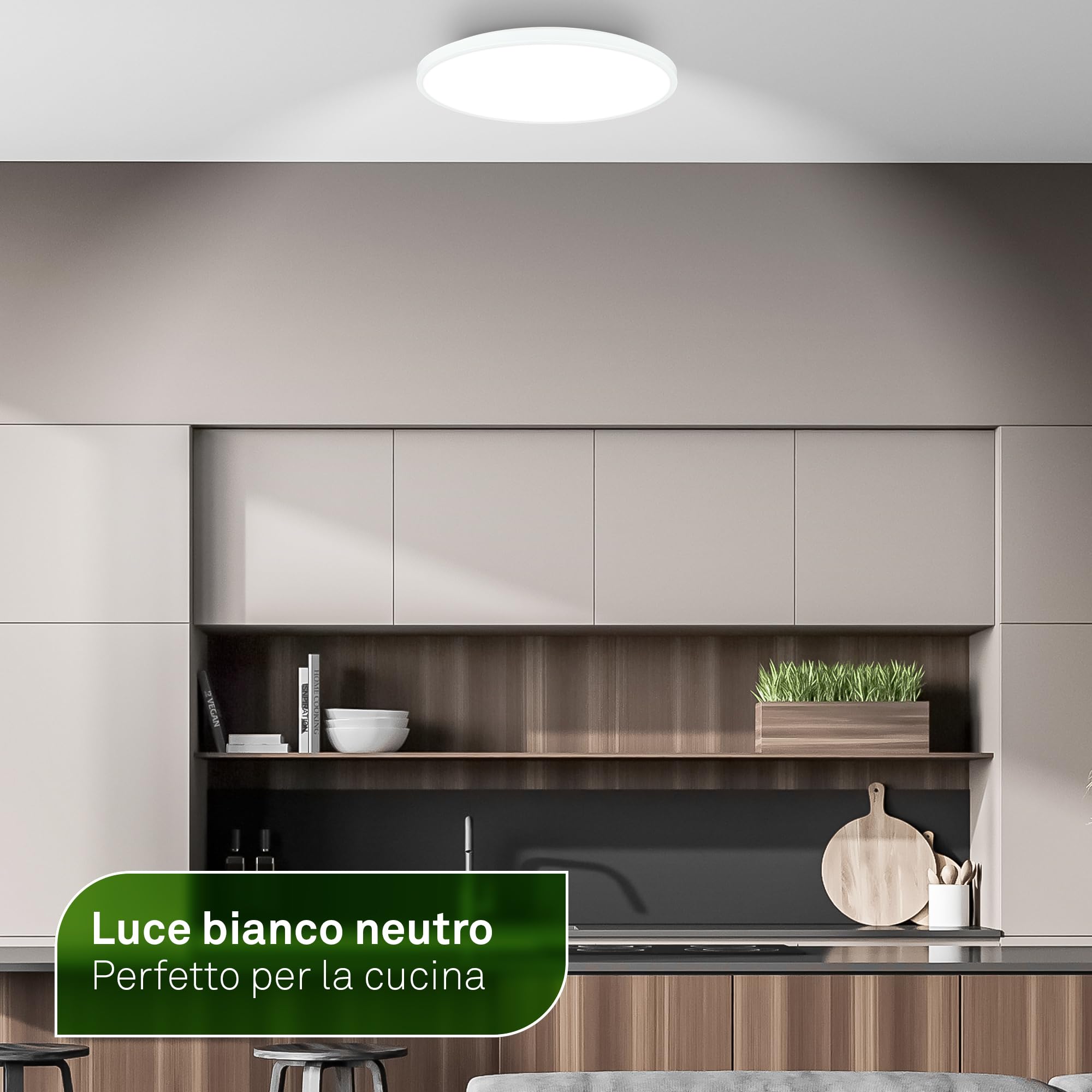 BRILONER - Plafoniera LED, CEE A sorgente luminosa, 17,1W a 3900lm, luce bianca neutra, decoro in alluminio, lampada soffitto, plafoniere da soffitto, 38x6 cm, bianco