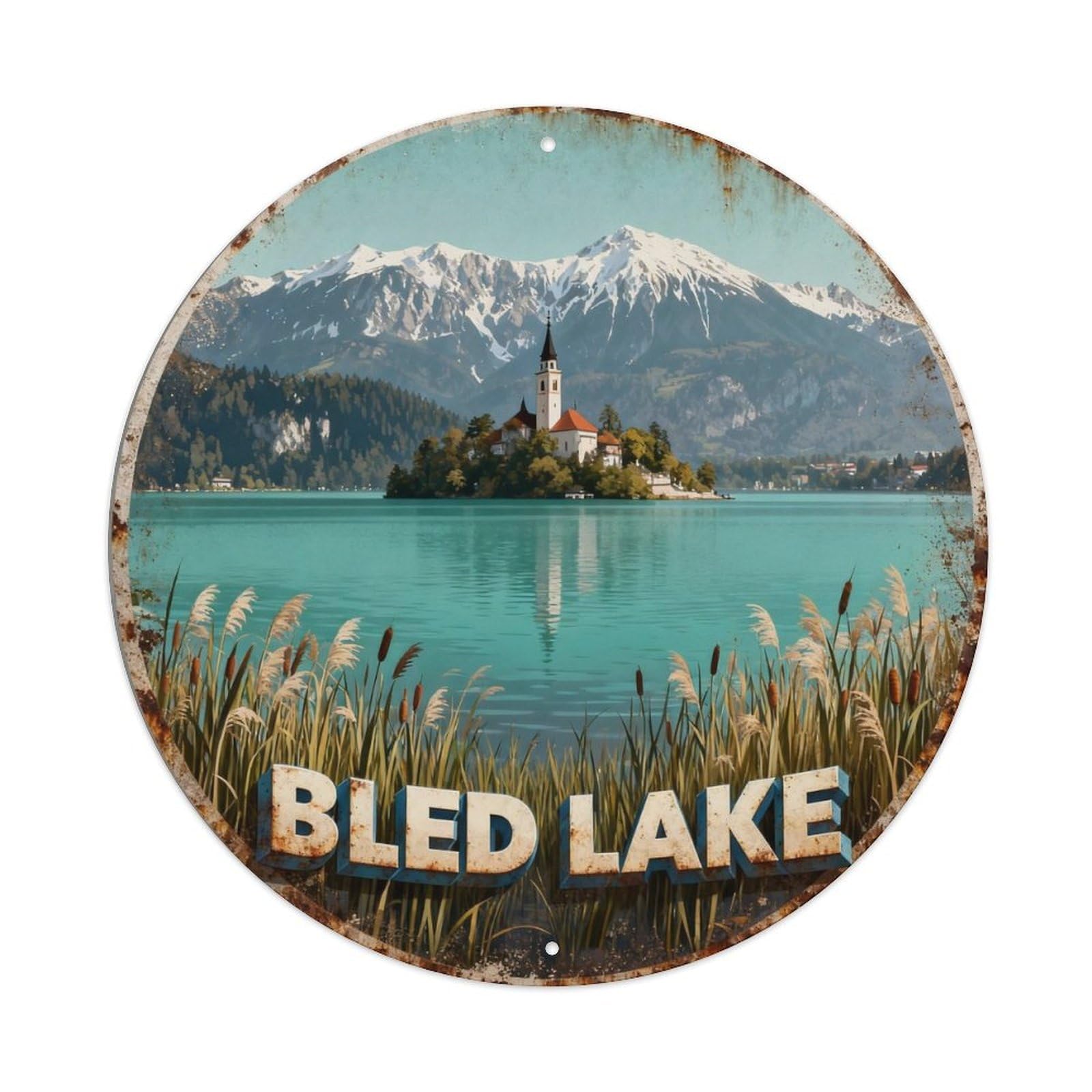 Bled Lake Slovenia Alps Plaque Metal Tin Sign Plaque