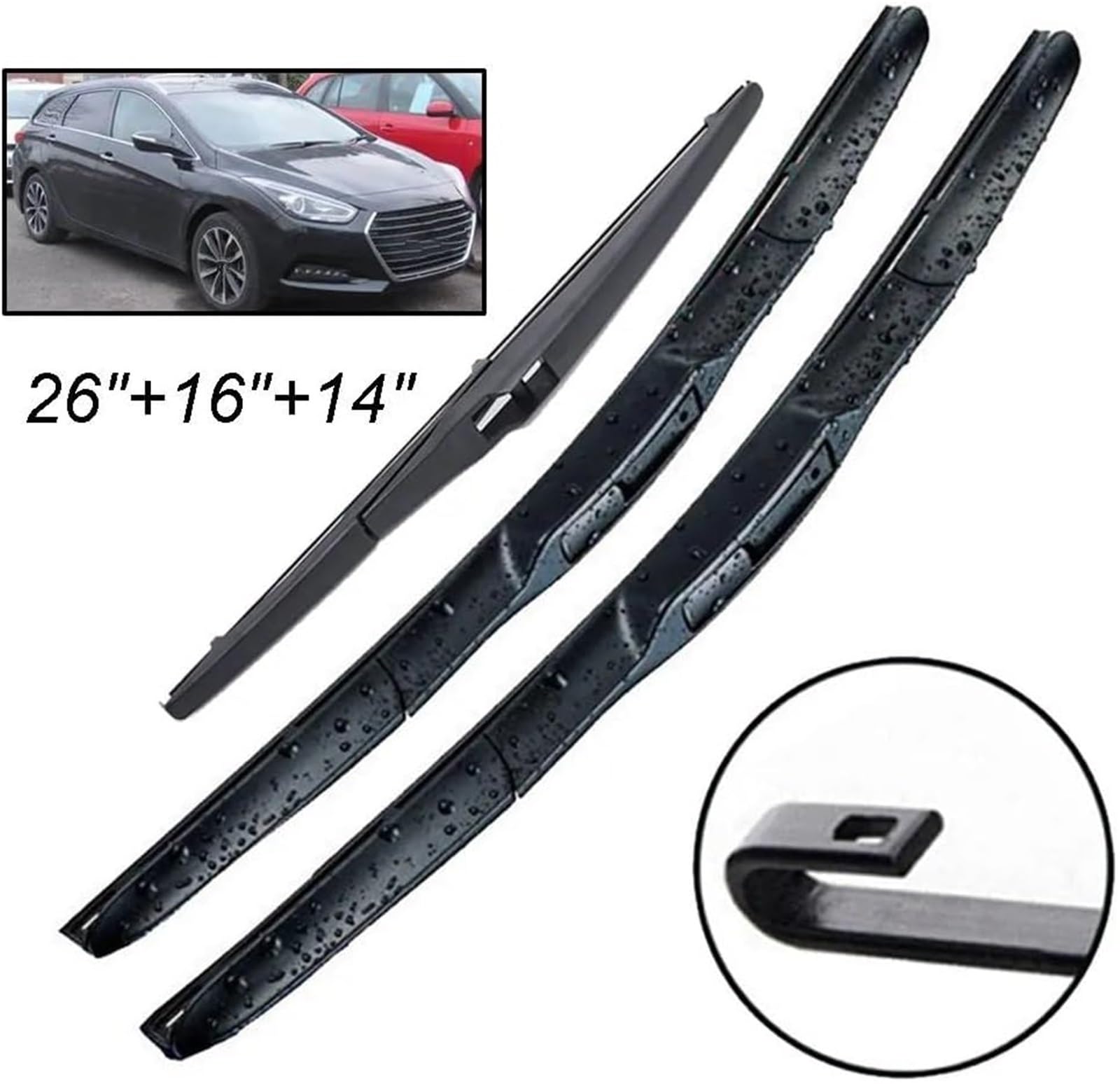 spazzole tergicristallo universali per auto Set spazzole tergicristallo anteriori e posteriori per Hyundai I40 Station per Wagon. Spazzole per parabrezza finestrini