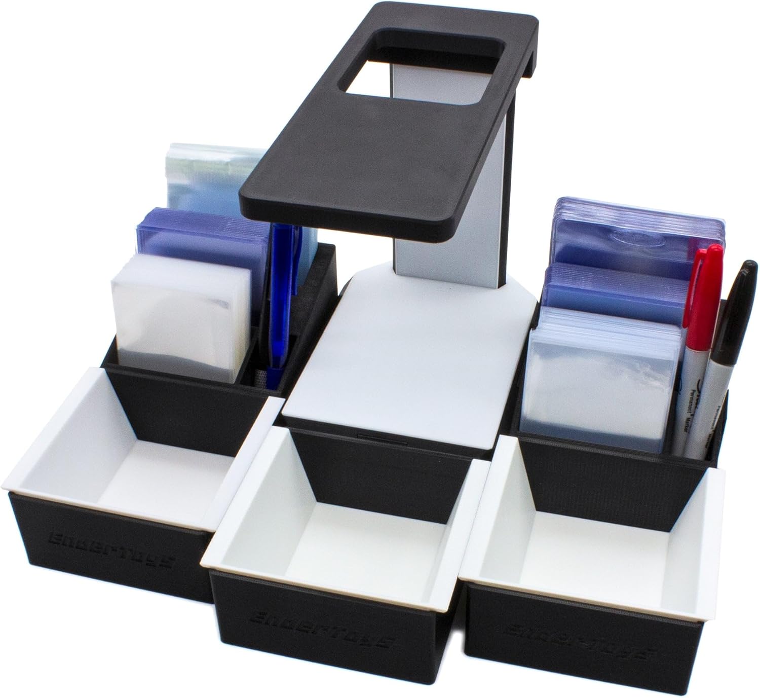 Scan Station Organizers with Bins (2pcs) - TCG Scanner Stand for Sleeved and Unsleeved MTG Trading Cards - Catalog, Sort and Organize Your Bulk by Price or Rarity - Best with Manabox App