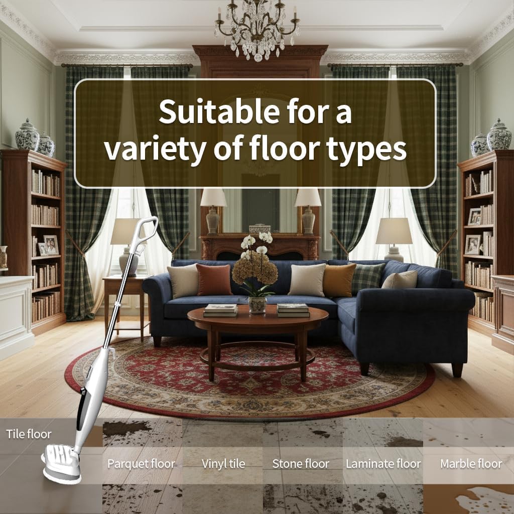 PUREBEAR 300°F Scrub & Steam Mop, Steam Cleaner With 13 Accessories