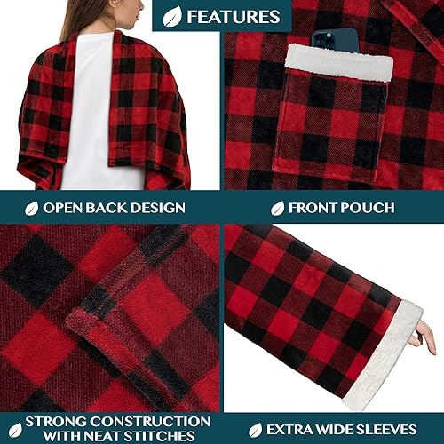 Miniatura 3 de Pavilia - Cobija de lana polar, con mangas, para adultos, hombres y mujeres, elegante, acogedora, cálida, extra-suave, funcional, ligera.