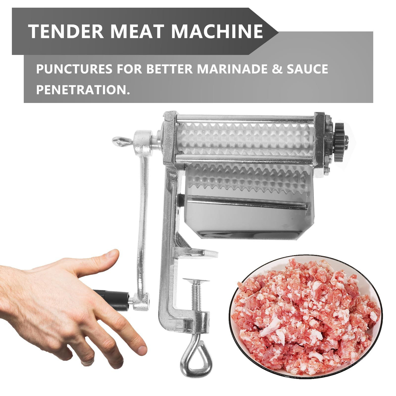 Cabilock Fleischklopfer Aus Edelstahl Mit Doppelseitigen Nadeln Fleischzartmacher Für Steak Und Schweinekoteletts Küchenhelfer Für Schnelles Marinieren Und Zartes Fleisch 9.84X7.87X3.15In