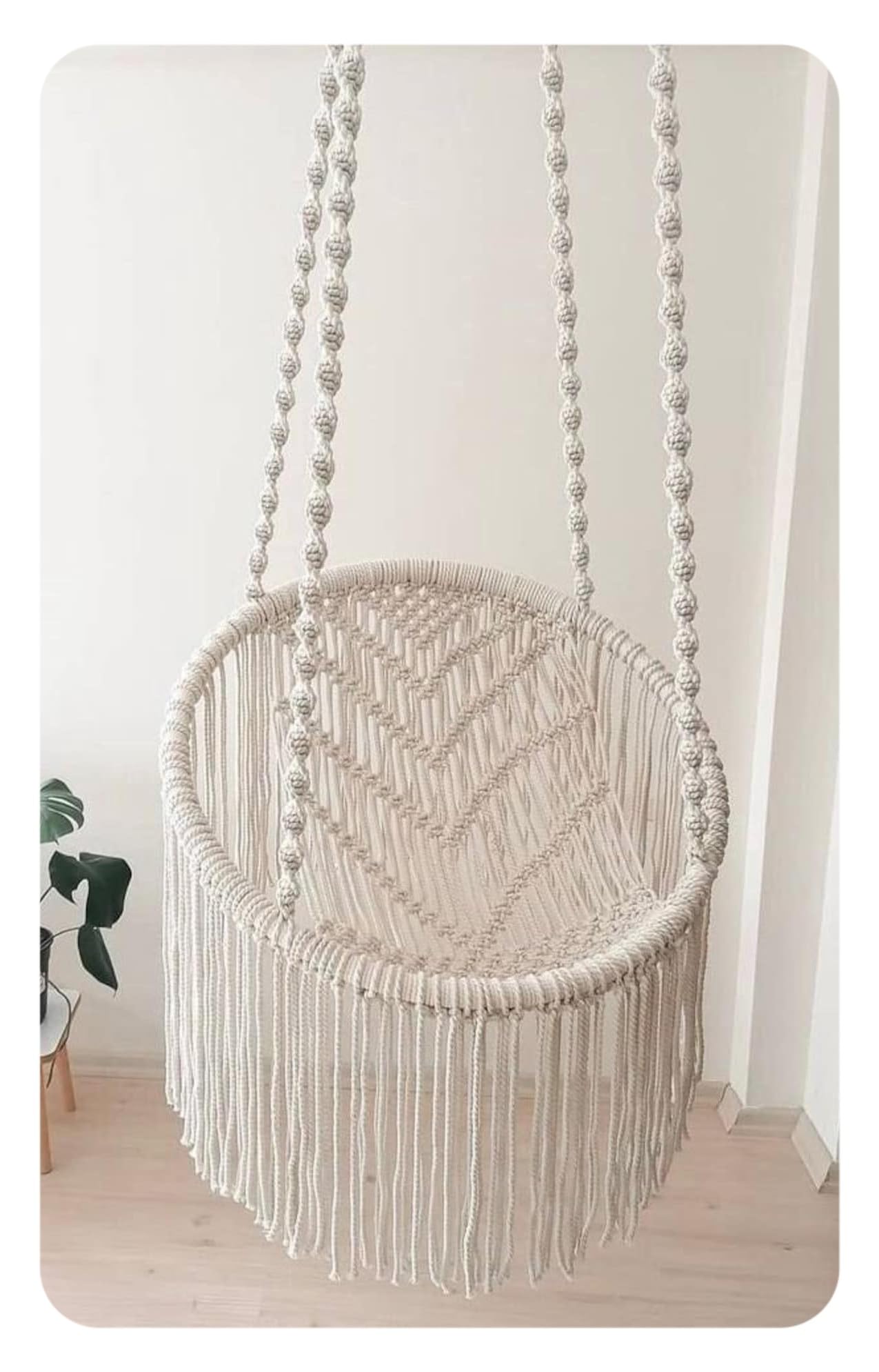 home decoration White Romantic Handmade Cotton Swing, Hanging Rocking Swing Chair for living room, roof top, garden, balcony, patio, gifts, Home Decor Used for living rooms, roofs, gardens, balconies,