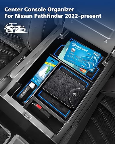 Miniatura 2 de FIILINES Organizador de consola central para Nissan Pathfinder 2022-2026, bandeja de consola central, caja de almacenamiento de reposabrazos