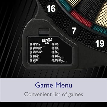 Fat Cat by GLD Products 727 Electronic Dartboard Value Size Over 15 Games and 132 Options Auto-Scoring Compact Display with Missed-Dart Throw Catch Ring Soft Tip Darts and Extra Points Battery