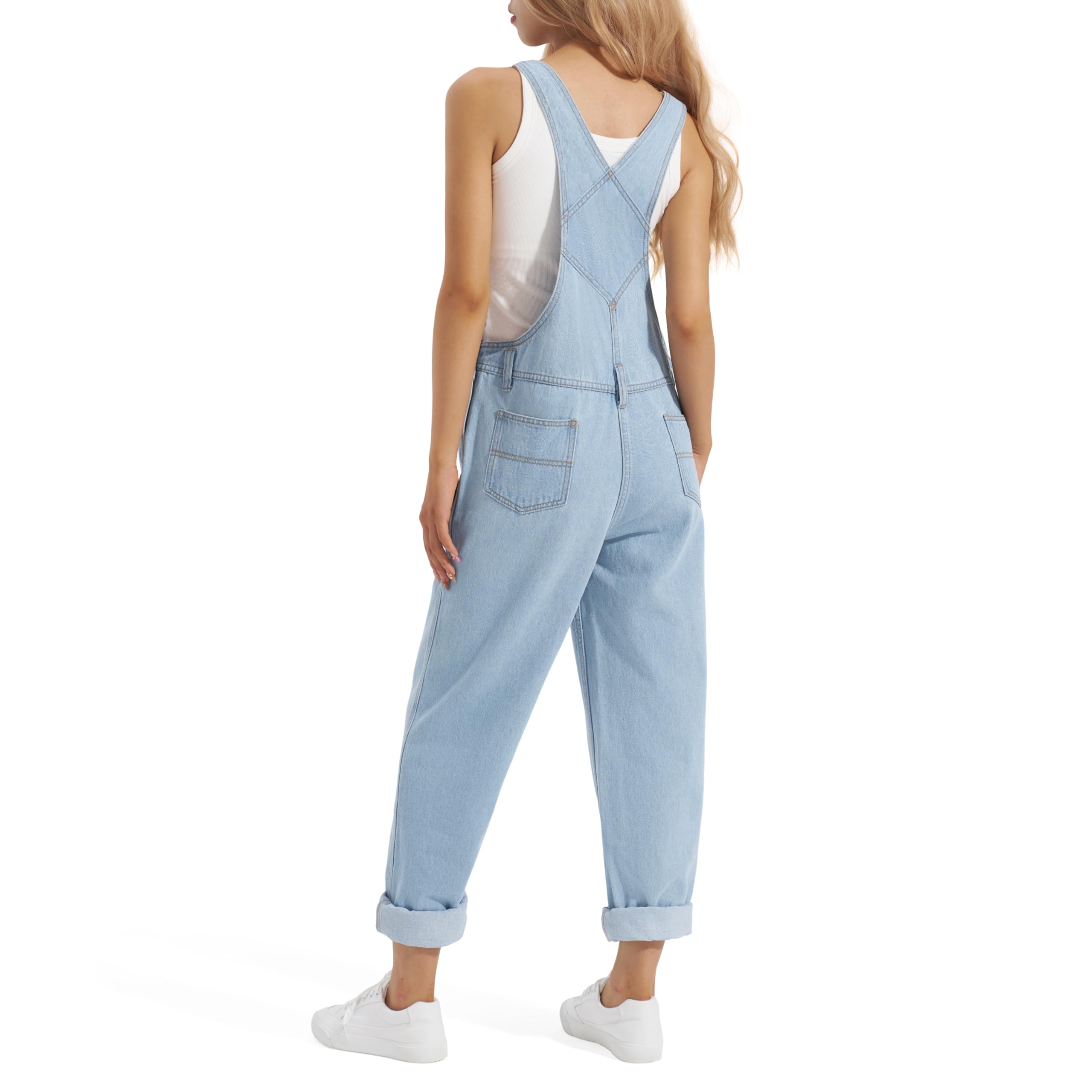 HISEA Salopette ample en jean pour femme, salopette de travail décontractée avec poches pour l'automne