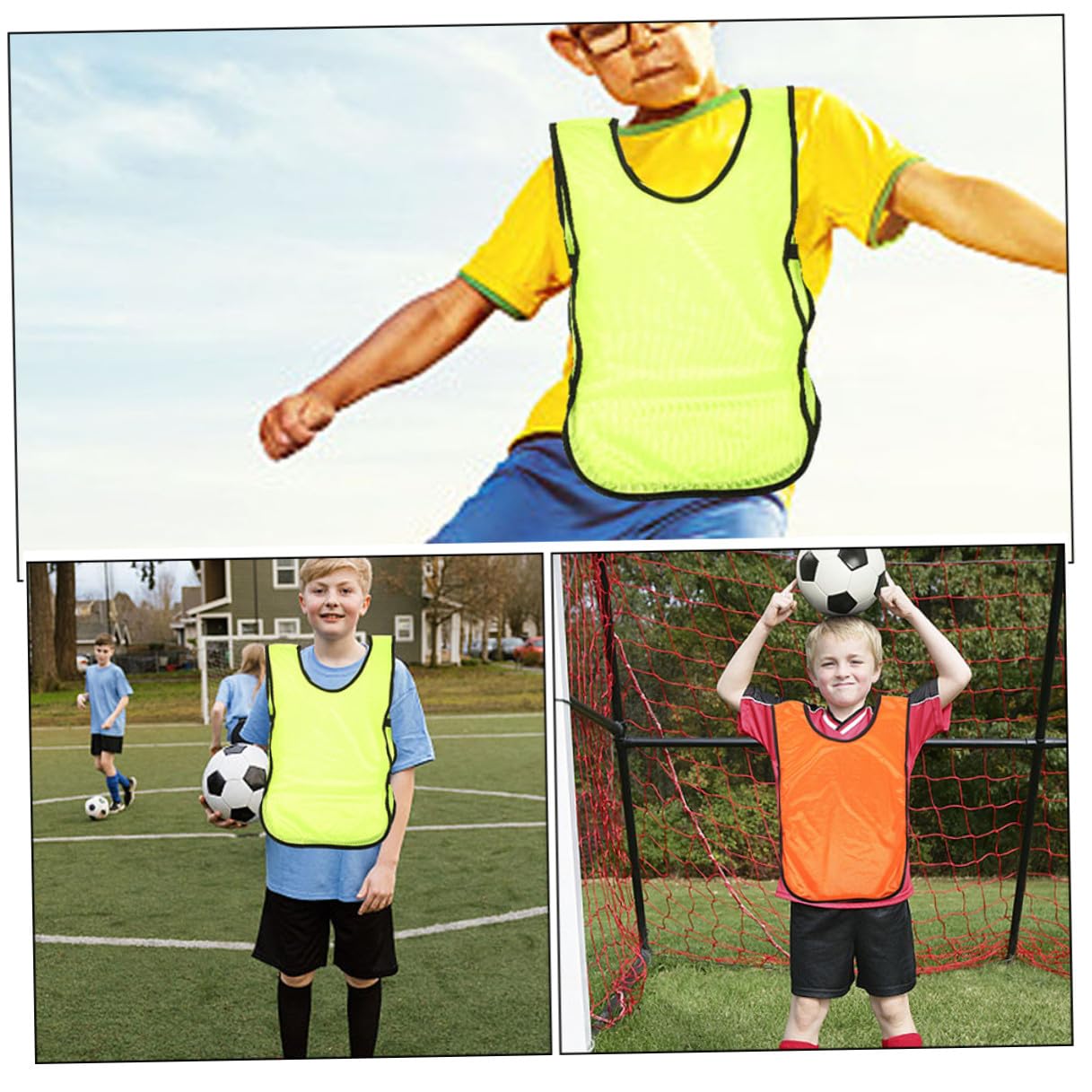 10 Chalecos de Entrenamiento de Fútbol y Traje de Entrenamiento de Baloncesto, Petos Deportivos de Poliéster, Transpirables, Secado Rápido Correas Flexibles para Niños