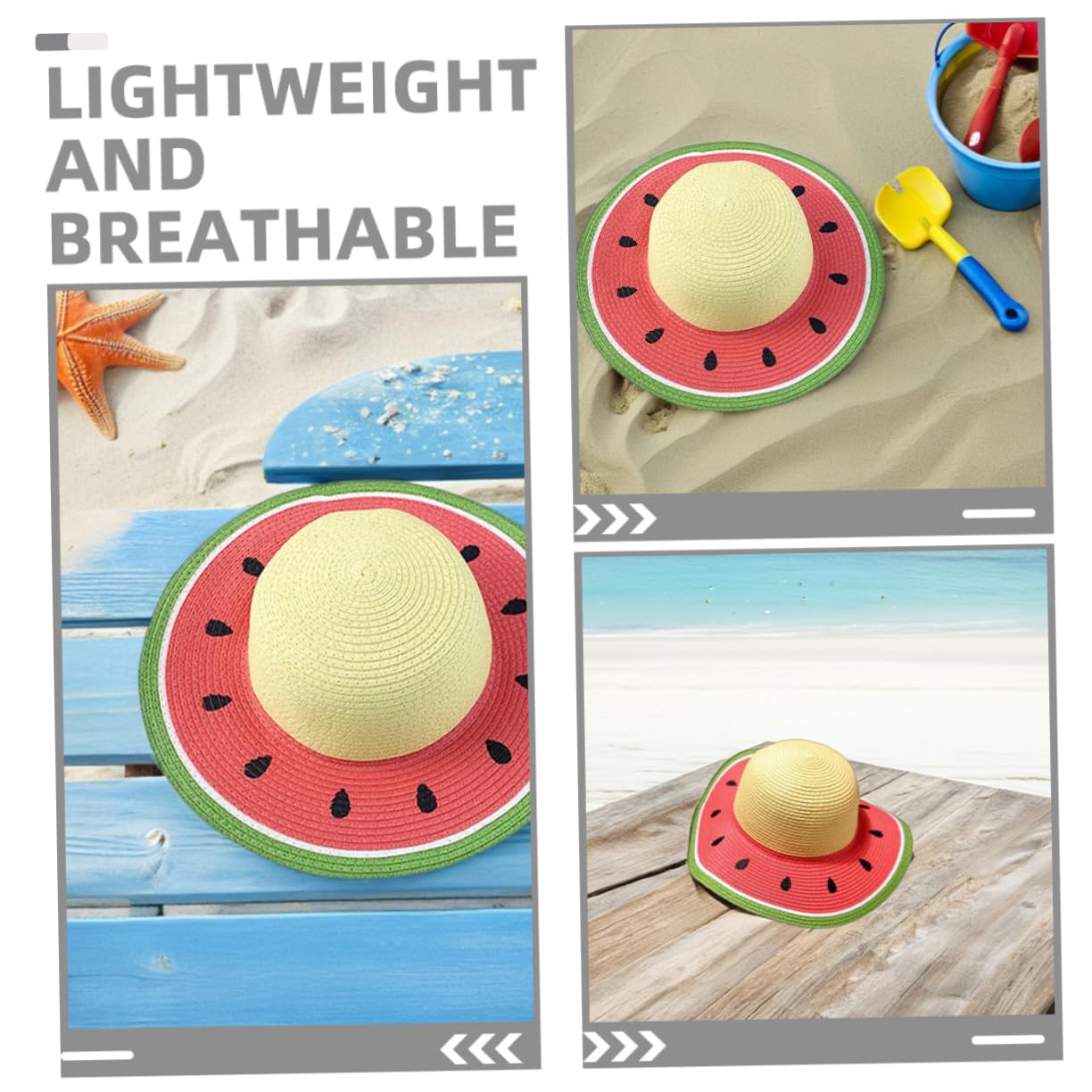 Sombrero de Paja de Sandía para Niñas, ala Ancha, Verano