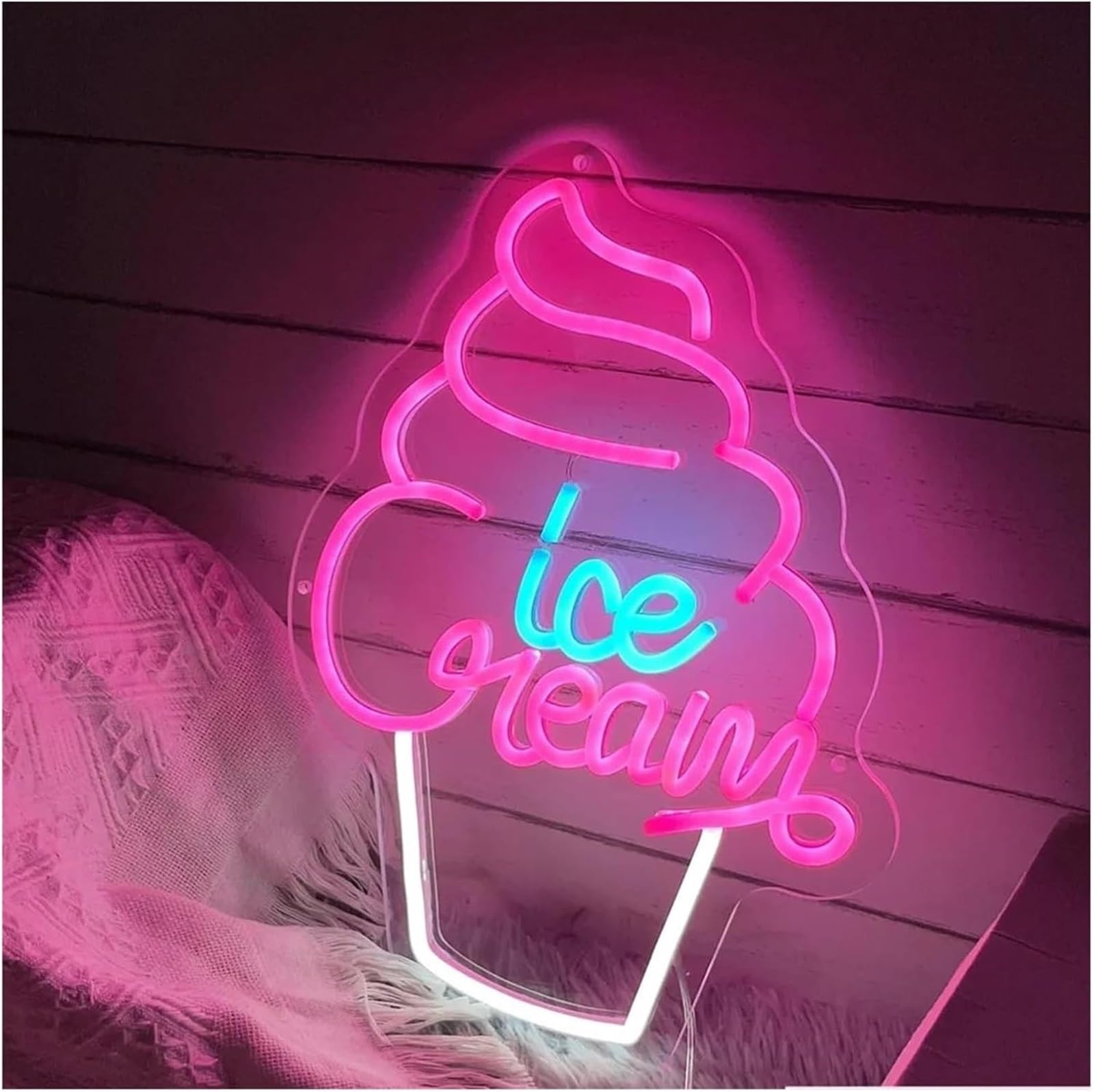 Lampada al neon con atmosfera rilassante per gelato alimentata da luci a luminosità regolabile