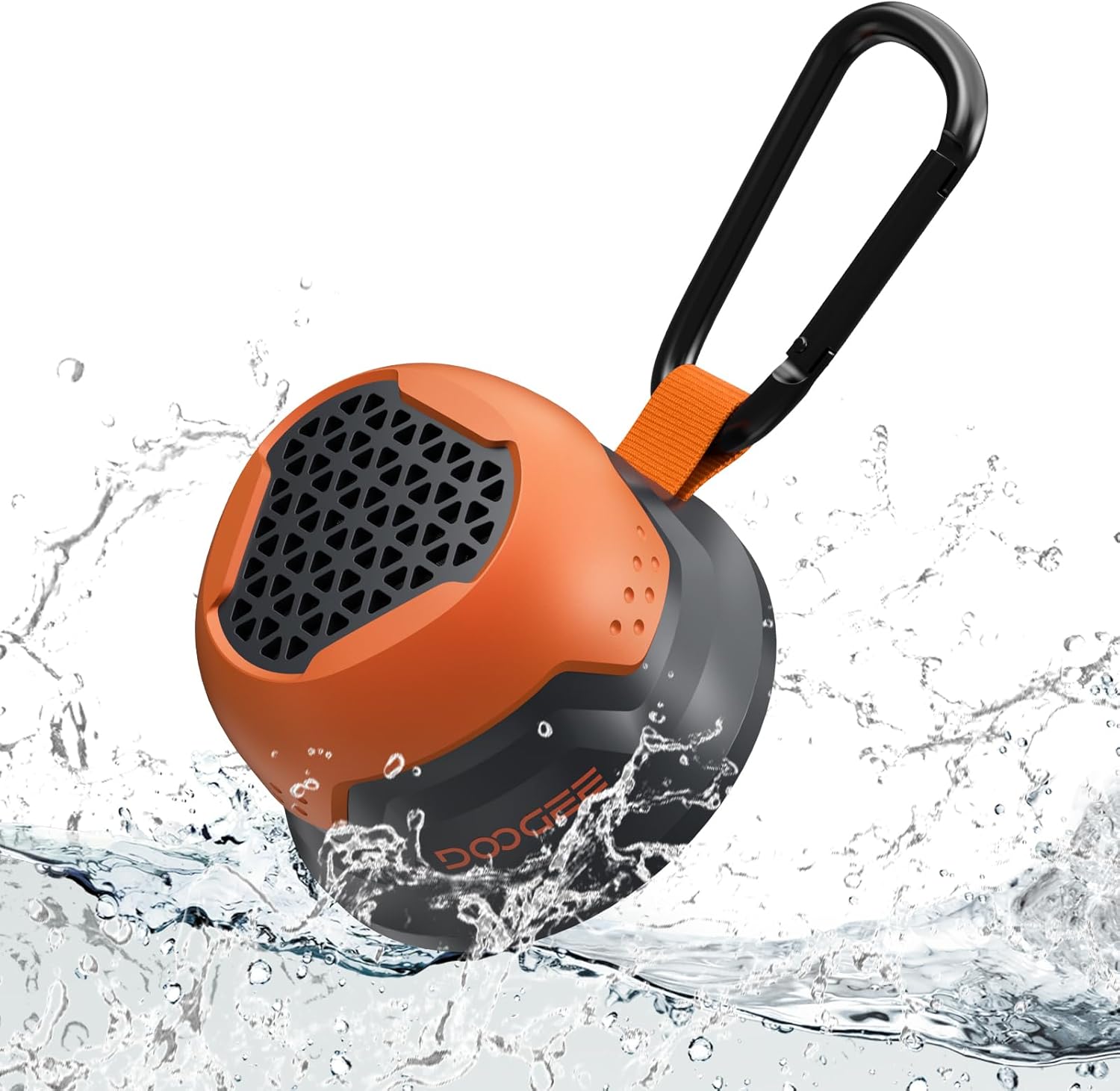DOOGEE Magnetic Waterproof Small Bluetooth Speaker with 12-Hour Ultra-Long Battery Life, Mini Wireless Stereo Surround Sound for Outdoor, Shower, Tarvel, House Teenager or Gift, TWS Pairing, Orange