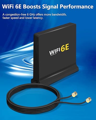 Miniatura 2 de Antena WiFi 6E 12dBi SMA hembra con Tri-Band 2.4G5.8G6GHz 3FT RG174 RP-SMA conector base magnética antena de extensión de alta ganancia para PC