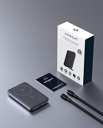 Miniatura 9 de Cargador portátil magnético, 6700 mAh, 20 W, USB-C de carga rápida, cargador de batería inalámbrico con soporte plegable integrado, compatible con