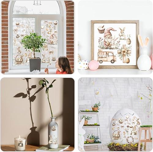 Miniatura 5 de Transferencias Rub on de Pascua para Manualidades - 12 Hojas de Calcomanías de Transferencias Vintage de Muebles de Pascua, Diseños de Huevo Conejo