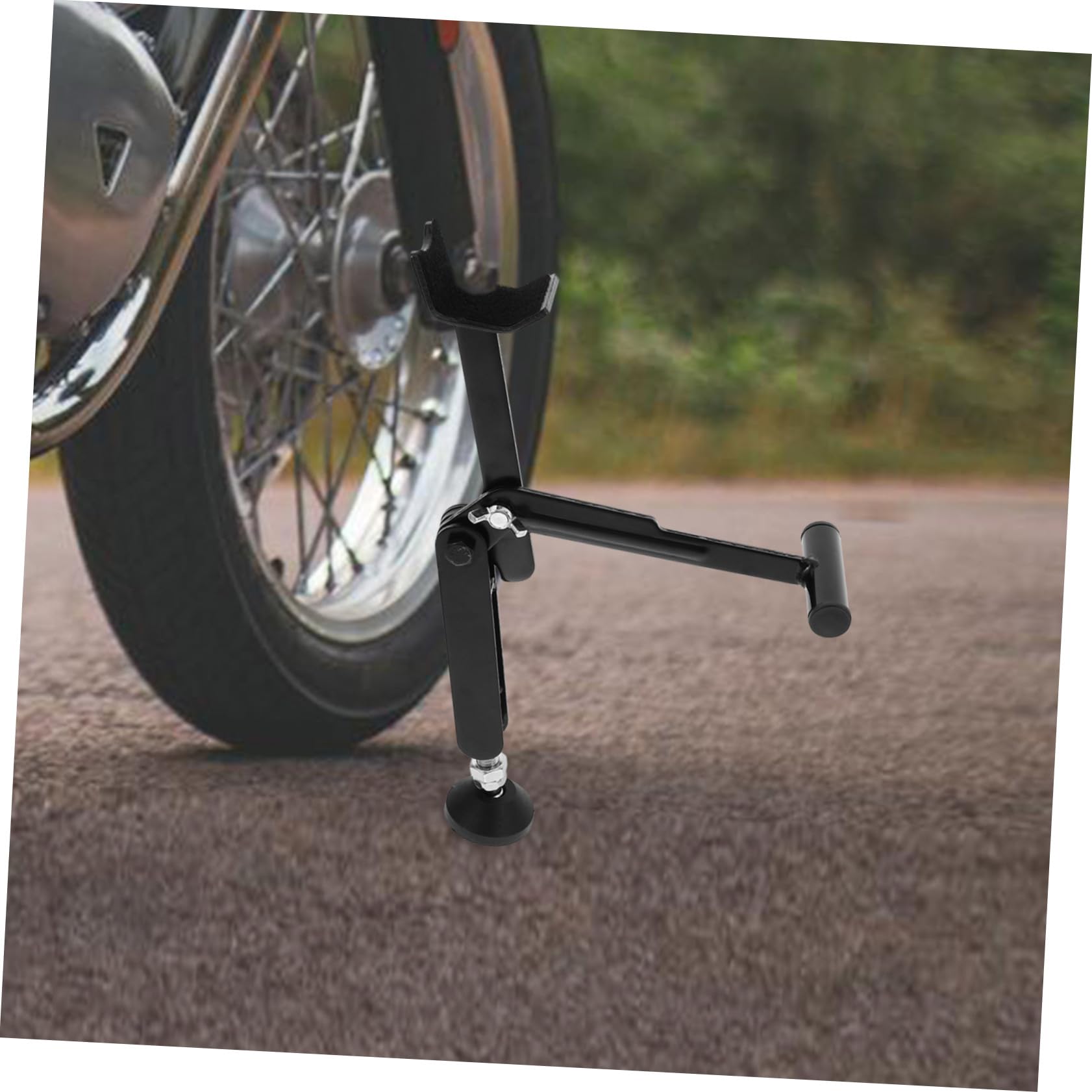 Cavalletto Sollevatore per Ruota Moto Pieghevole Portatile Nero