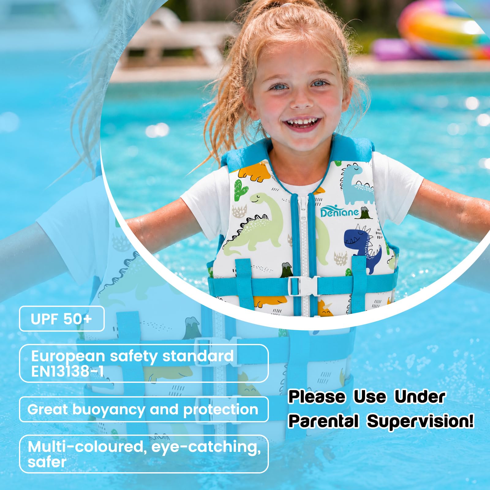 Chaleco de natación Neopreno niños 2-9 años Traje baño entrenamiento Correas Seguridad Ajustables SML 15-40kg