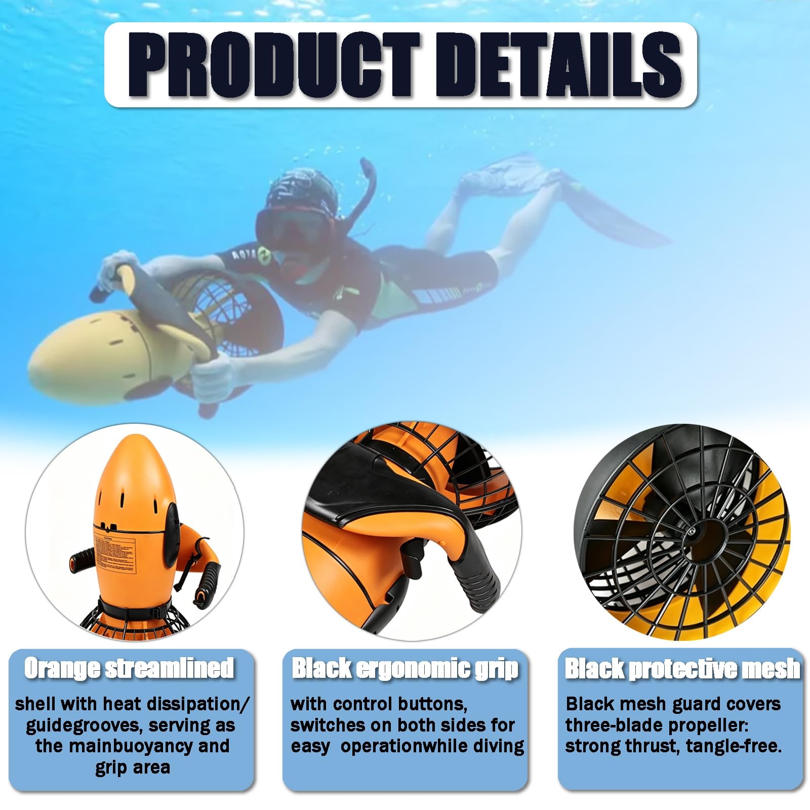 Propulsor eléctrico subacuático,Vehículo Submarino de propulsión | Buceo Sea Scooter, Seascooter Submarino de 300 W/500 W, Batería de Litio Duradera más Reciente de 2026