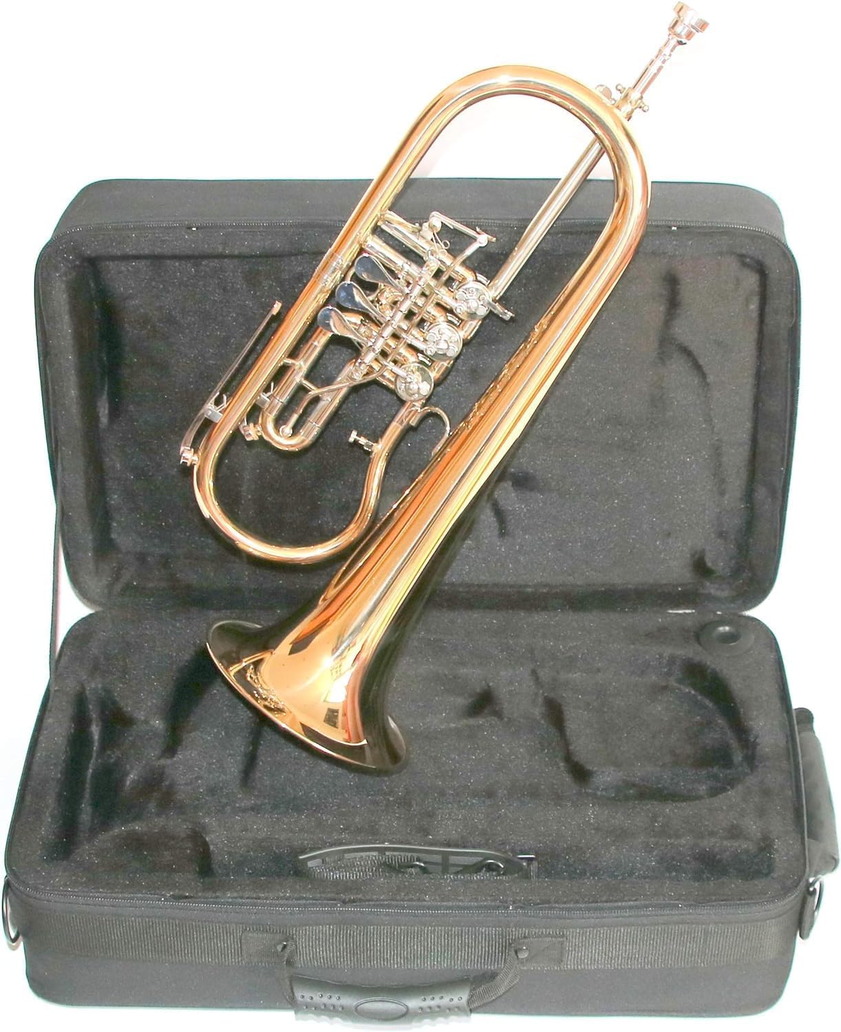 TFH-580G - Corno a lente, in ottone dorato, 3 valvole rotanti con trigger, completo di valigia, bocchino e accessori