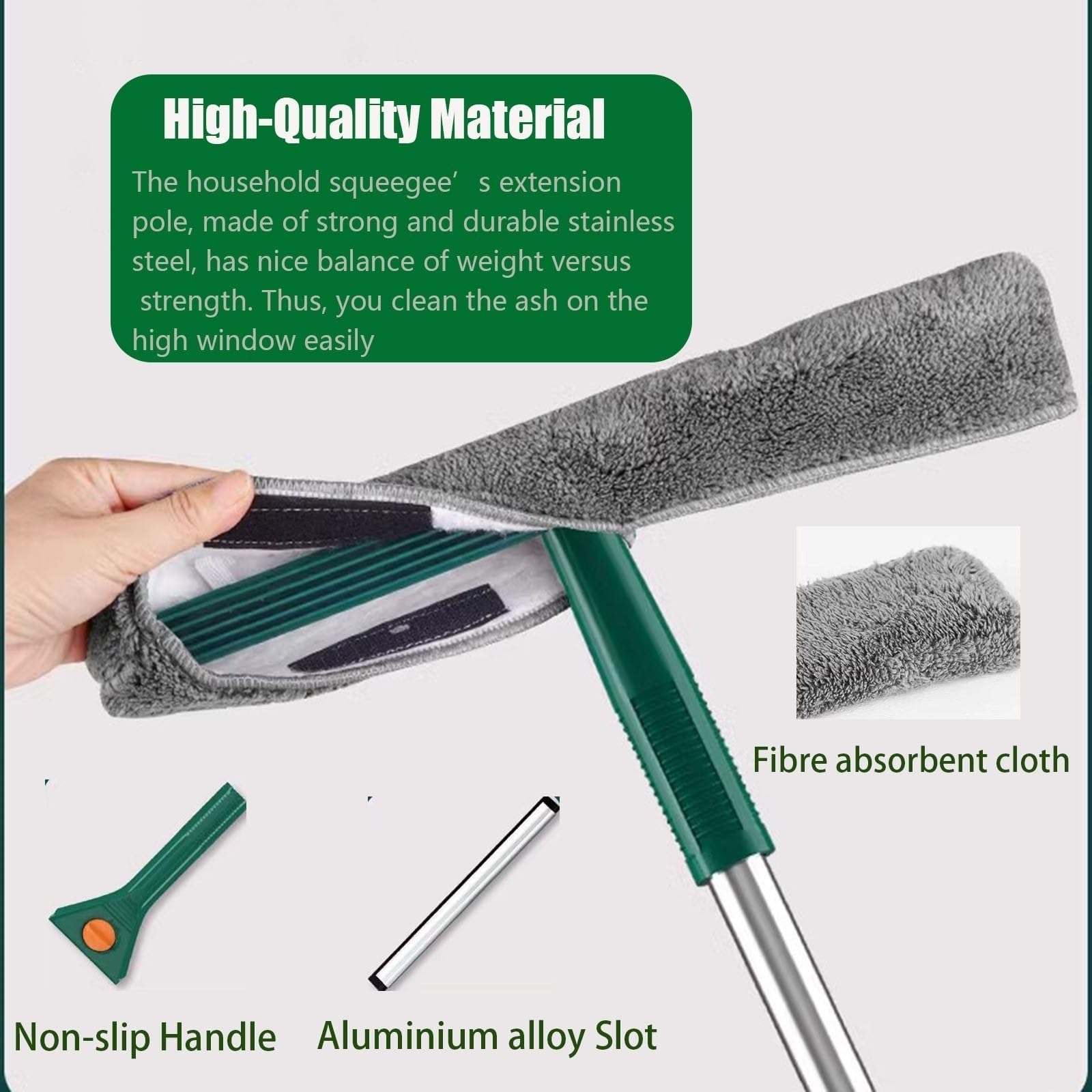 Limpiacristales Limpiador de Ventanas Escobilla limpiacristales, 4.9 7.2FT Long Telescopic Window Cleaning Pole with Rubber Blade, Window Washer Cleaning Kit for Indoor/Outdoor Glass and Car Windshiel