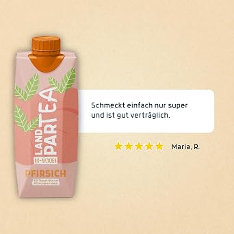 LandparTEA Peach Landpark Organic Iced Tea with Peach Flavour 4 8 x 0.5 L in Tetra Pak Carbonated To Go Water with Flavour Free Deposit Free