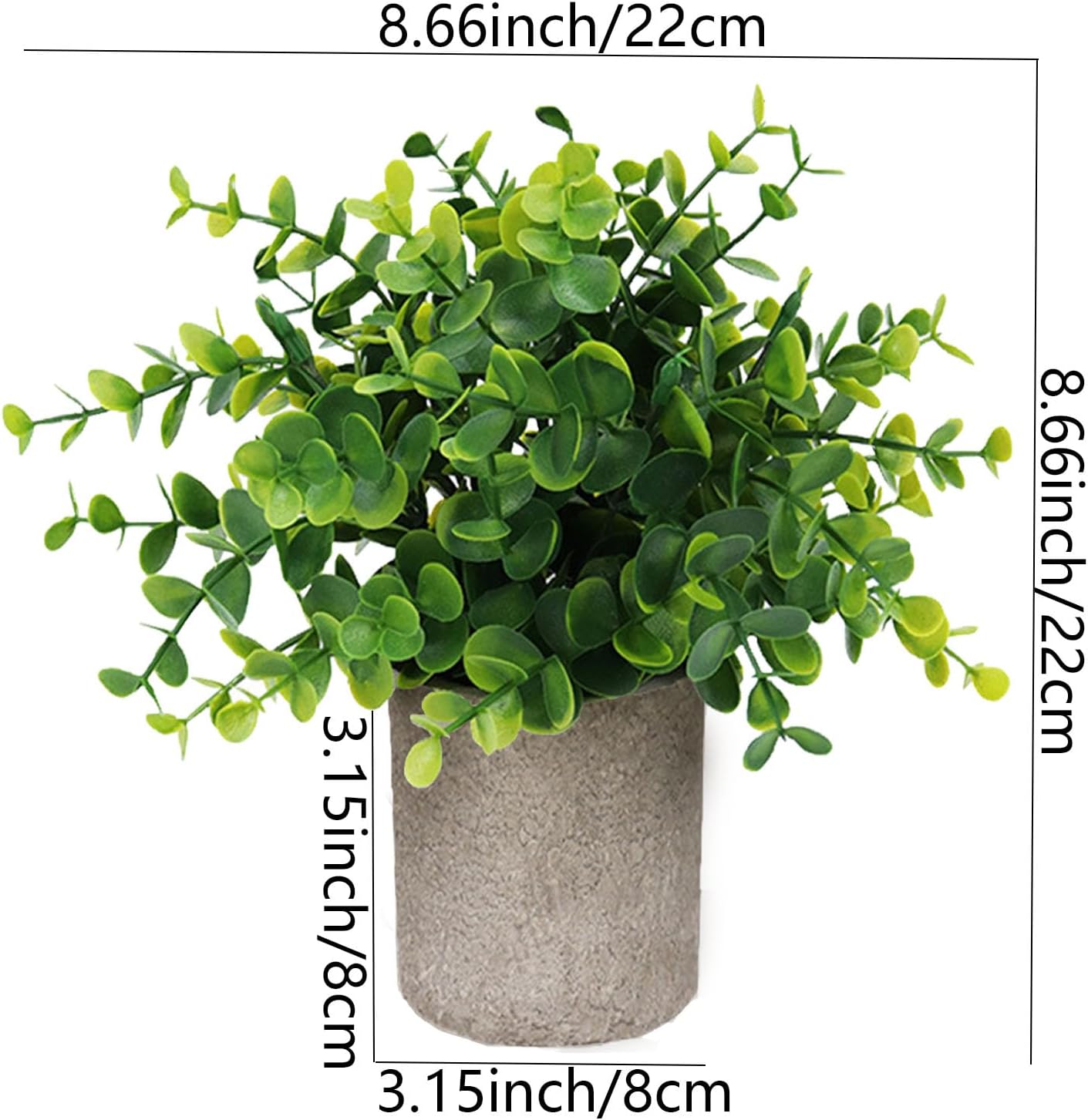 Generic 2Pcs Small Fake Eucalyptus Round Leaves Plants Pots, As a Office Desk Writing Desk Coffee Table Dining Table Bedside Table and Other Home Room Decoration, Green
