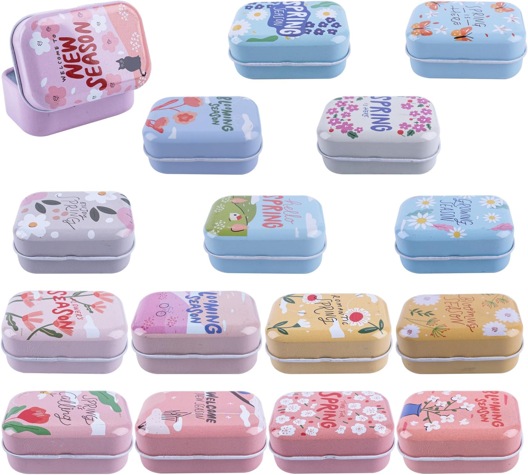 Framendino, 5 Pack Floral Mini Trinket Coin Box With Lid for Jewelry Storage Case Tinplate