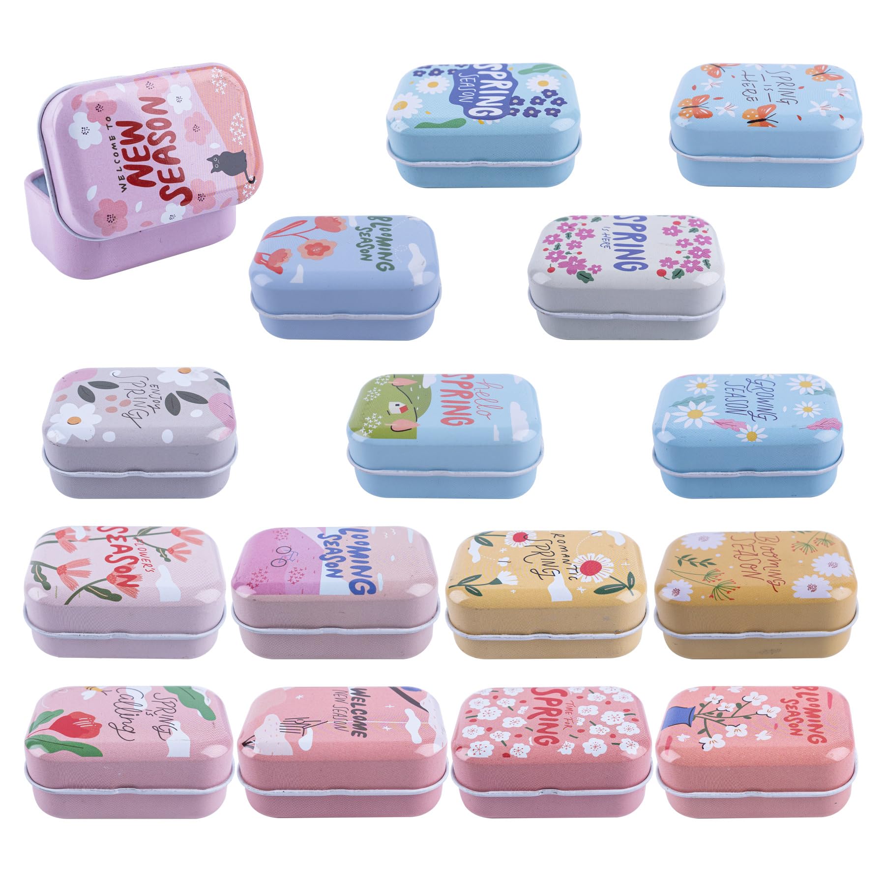 Framendino, 5 Pack Floral Mini Trinket Coin Box With Lid for Jewelry Storage Case Tinplate