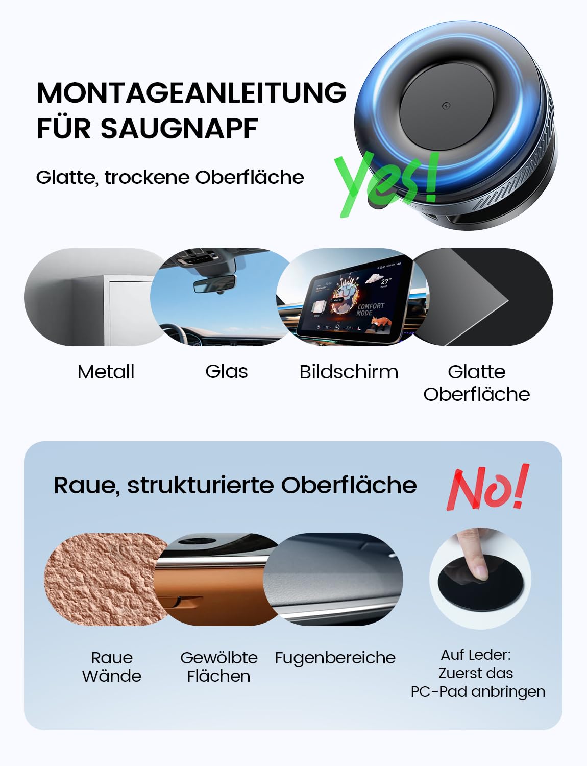 Lamicall Handyhalterung Auto Vakuum für MagSafe Autohalterung - [TOP Saugnapf] Handy Halterung Auto Magnet für Armaturenbrett & Windschutzscheibe, 360° Magnetische KFZ Halter für iPhone 17 16