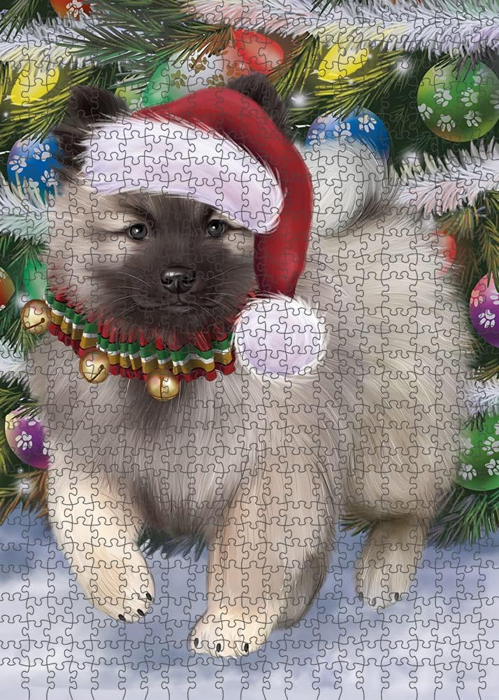 Christmas Trotting in The Snow Keeshond Dog Jigsaw Puzzle for Adults - Animal Printed Interlocking Puzzle Game Artwork - Gift for Dog Lover's -1000 Pcs 29.5"x19.7", PZLE54034
