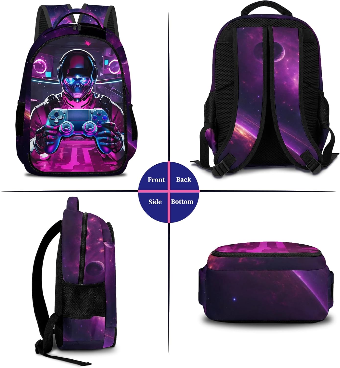 Game Backpack Set for Boys, Gaming Backpack 3 Pack, Boys Lunch Box, and Pencil Bag for Kids, 17" - Image 5