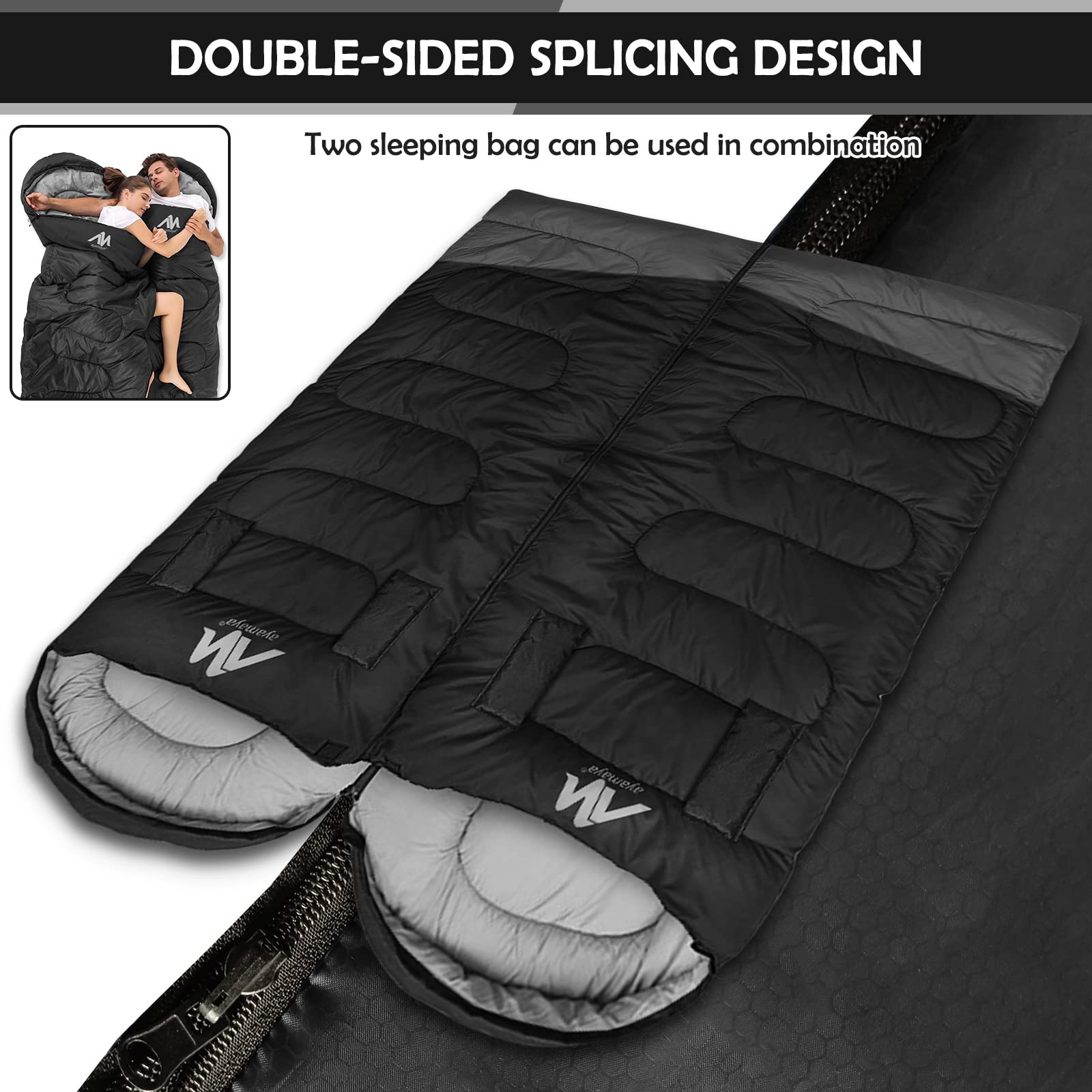 Schlafsack Outdoor Deckenschlafsack Koppelbar, -20 ℃-10℃ Schlafsäcke Breit Kleines Packmaß 4 Jahreszeiten Wasserdichter Schlafsack 220x80cm Erwachsene für Wandern Trekking Angeln Camping und Reisen