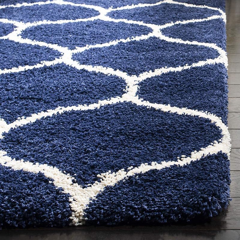 Image of TRANQUIL Polyester Fluffy Fur Rug Shaggy Modern Carpet for Living Room, Bedroom, Guest Room, Kids Room (6x9 Feet, Blue Ivory)