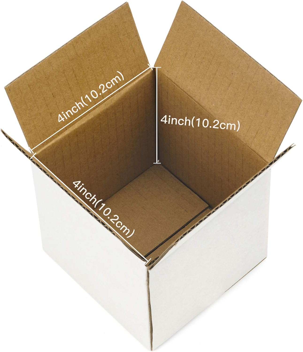 RUSPEPA Shipping Boxes Corrugated Boxes 4" x 4" x 4" Recyclable Boxes for Small Shipping - 25 Pack, White