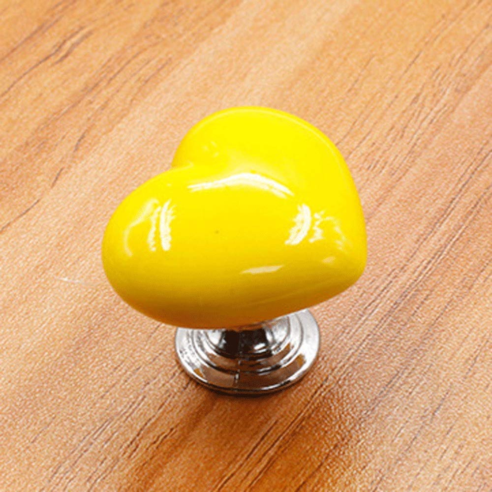 Boutons en céramique haut de gamme au design chic de cœur jaune