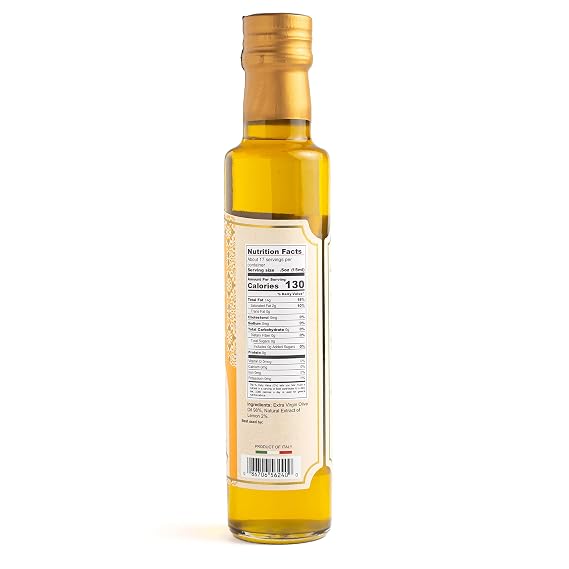 Giusto Sapore Lemon Infused Italian Extra Virgin Olive Oil, Cold Pressed, Imported from Italy - 8.5oz