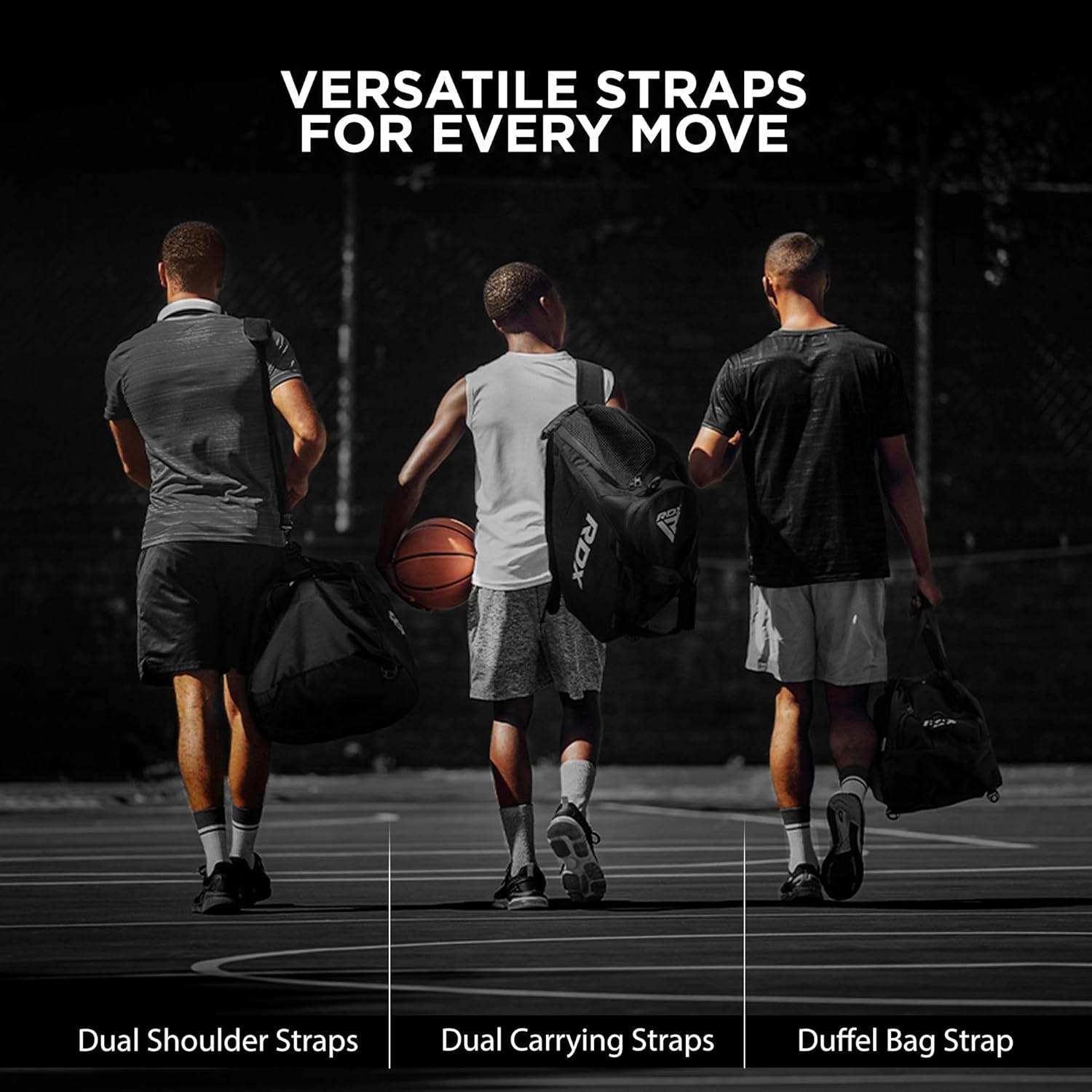 RDX 50L Gym Bag with Ventilated Shoes Compartment, All In One Backpack Duffle Holdall, Fitness Sports MMA Boxing Yoga Swim Gear Sportswear Bag, Weekend Overnight Travel Hiking Rucksack for Men Women Black image 3 of 6 B0DFHHK95D