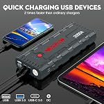 NEXPOW Démarreur de Voiture 2000A de Pointe avec Charge Rapide USB 3.0 (Jusqu'à 7.0L Gaz ou 6.5L Diesel), Démarreur de Batterie Portable 12V, Booster de Batterie avec Lumière LED Intégrée