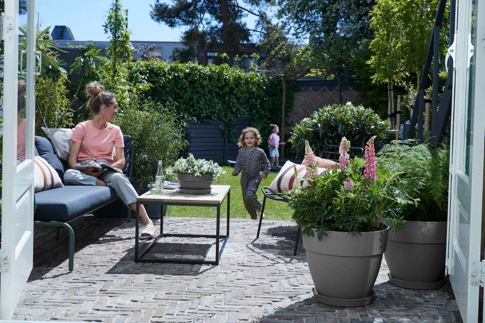 Elho Vibia Campana Bowl 27 - Flowerpot for Outdoor - Ø 27.0 x H 14.0 cm - Black/Anthracite