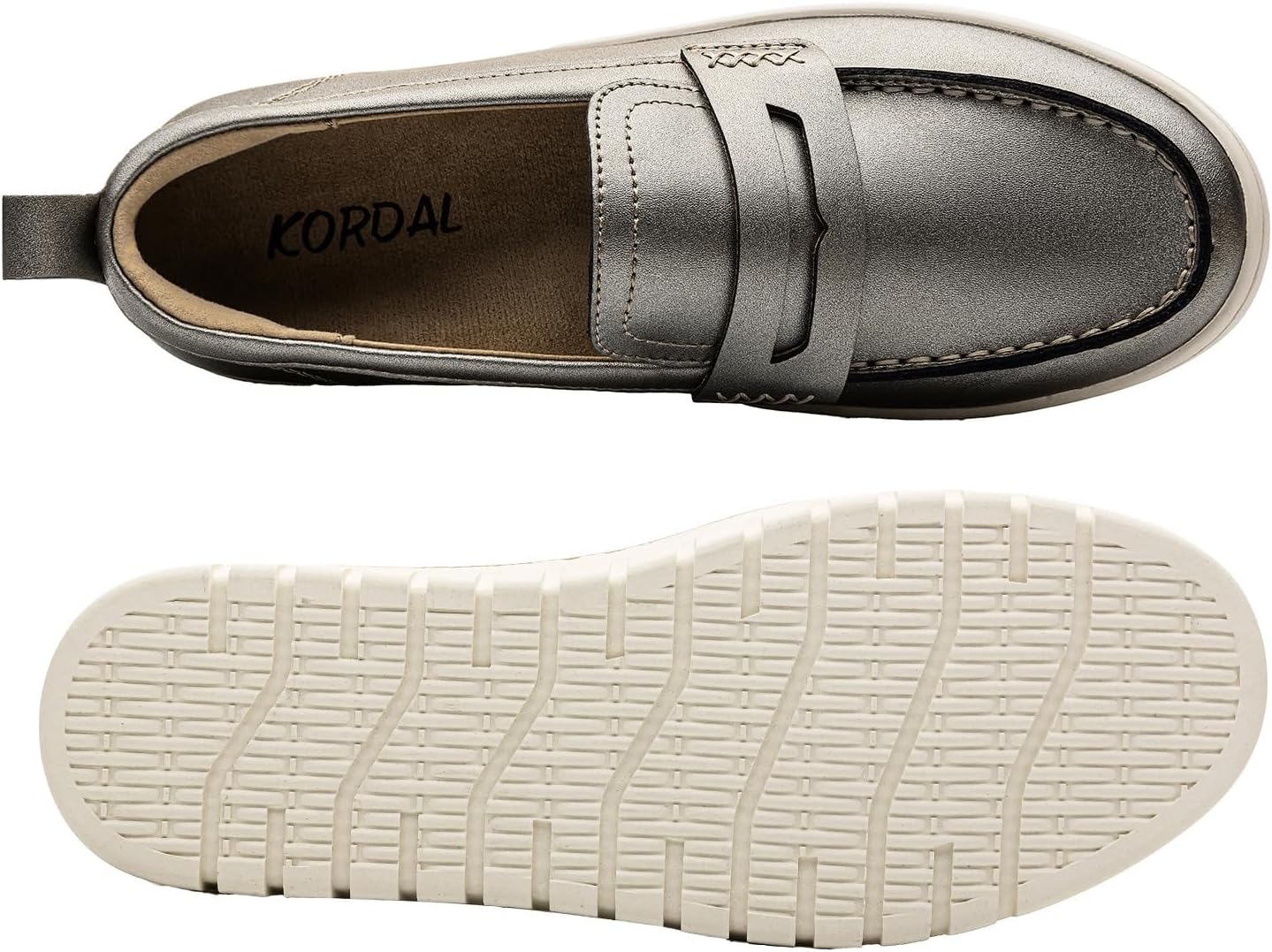 KORDAL Women's Comfortable Classic Penny Loafers Leather Sneakers Casual Slip On Dress Shoes Office Work Everyday Walking Flats Driving Shoes for Women - Image 9