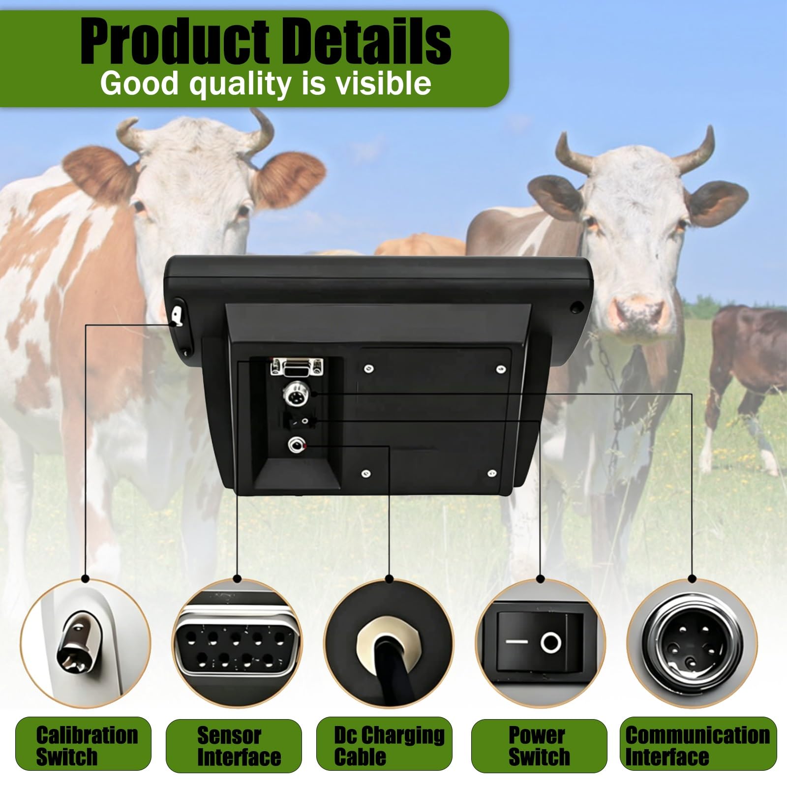 Kit Bilancia per Bestiame Elettronica,Bilancia per Scivolo per Bovini,Kit Bilancia per Animali,Bilancia Da Pavimento,Display a LED,Con 4 Celle Di Carico E Scatola Di Giunzione(2000kg)