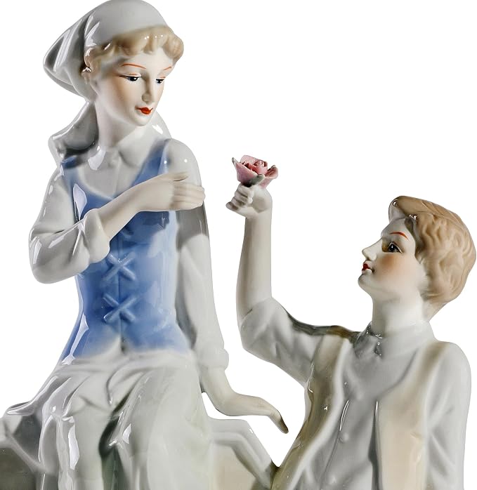 Figura de porcelana MTME, Dama con flores decoración miniatura 5