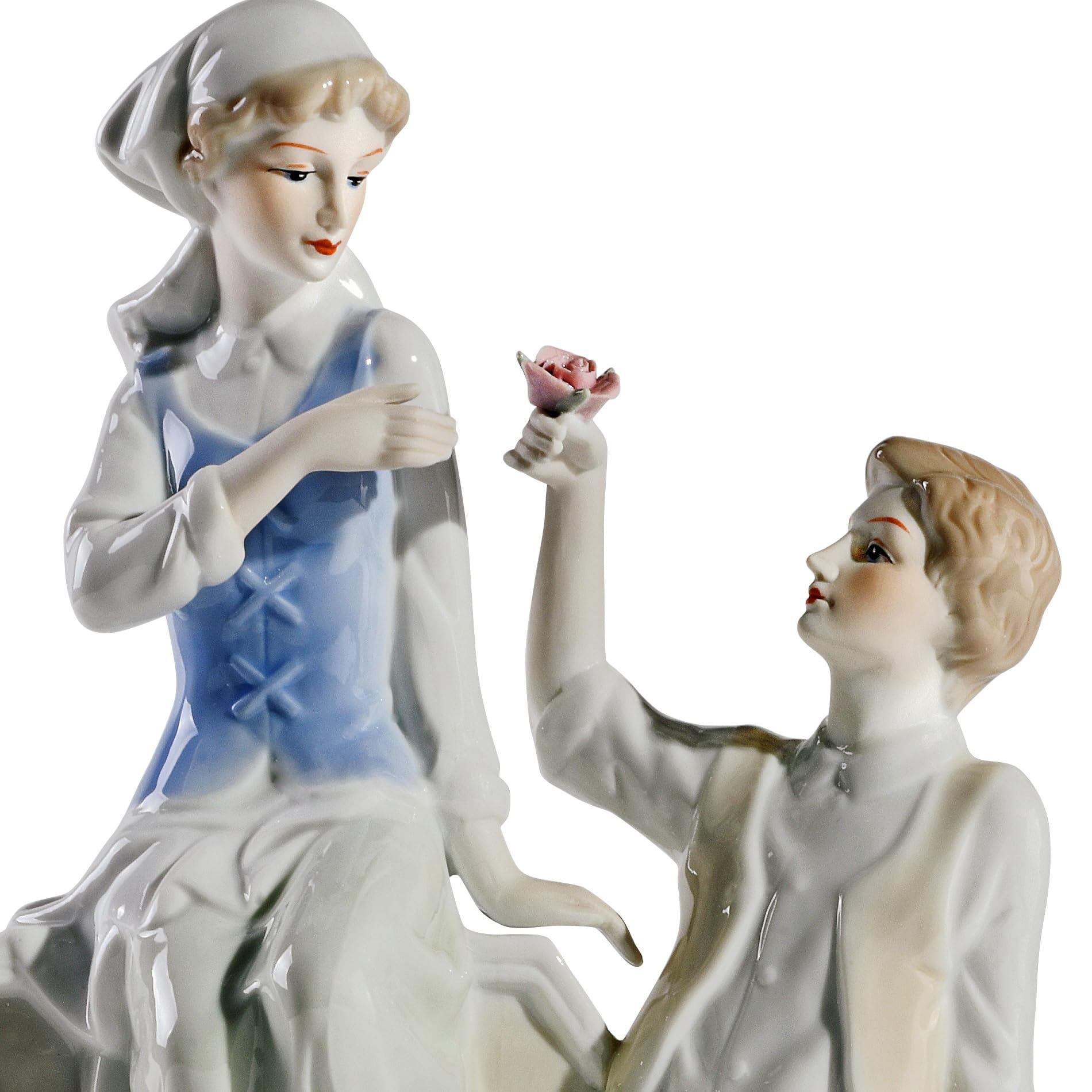 MTME Statuetta in porcellana, motivo: signora con fiori, cimeli, regali di nozze, statua decorativa per la casa (Marry me)