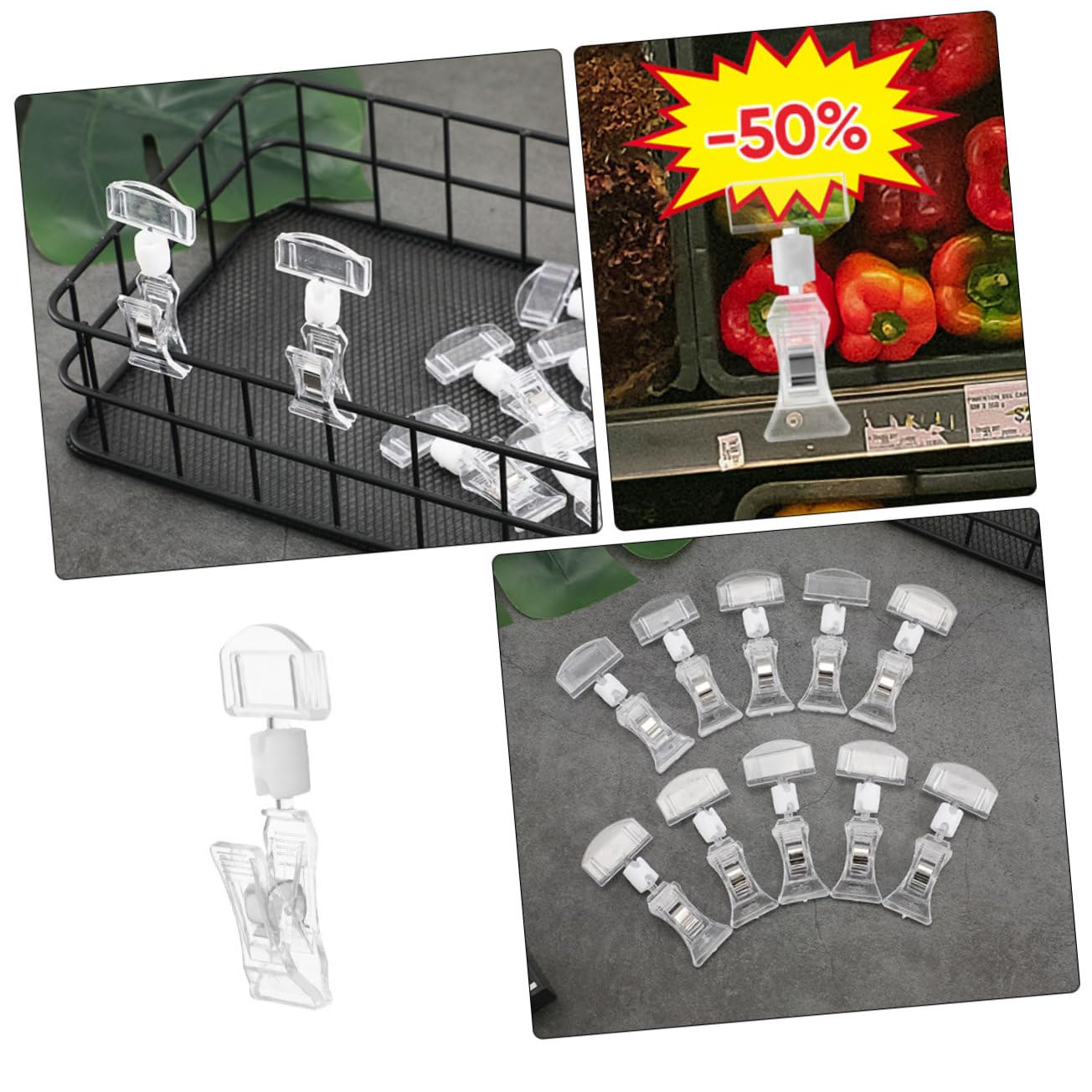 SHINEOFI 5 Sätze Preisschildhalter Preisaufkleber Namensetiketten Einzelhandelsclip Ladenetiketten Kleine Drehclips Preisclips Für Einzelhandelsdisplays Ladenbedarf 6 Stück * 5