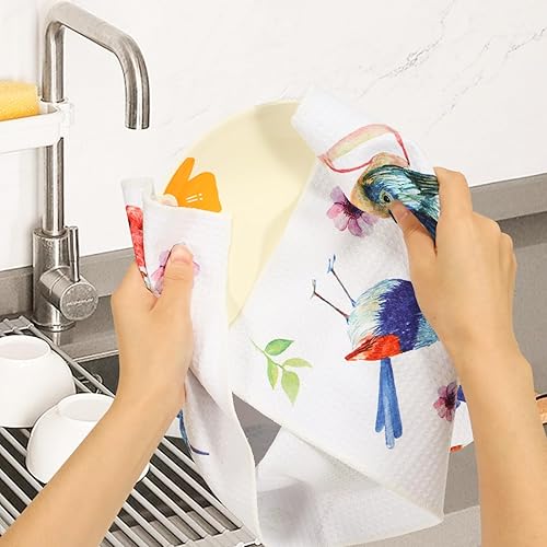 Miniatura 6 de Toallas de cocina con lazo para colgar, juego de 4 toallas de mano absorbentes para los amantes de las aves