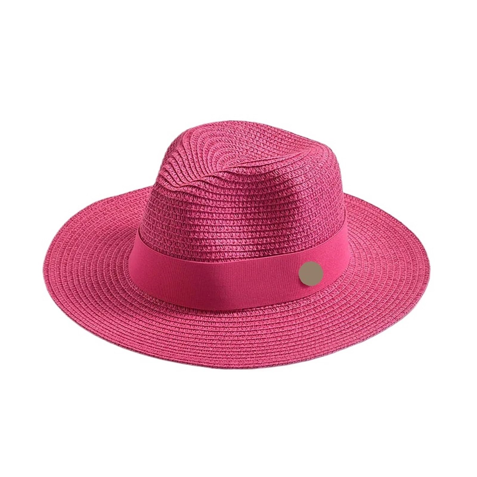 Cappello da sole in paglia casual unisex, copricapo spiaggia viaggio estivo