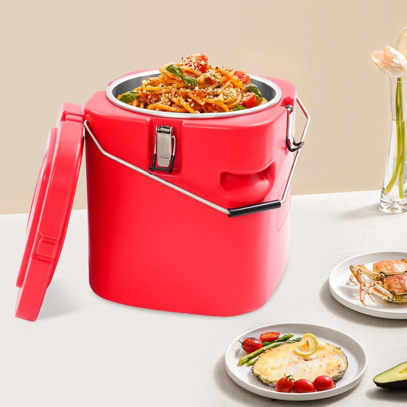 Réchauffeur de Nourriture Chaud Froid Transporteur Commercial isolé Seau a glacon | Boîte chaude de récipient à soupe, for la cantine de restaurant de restauration