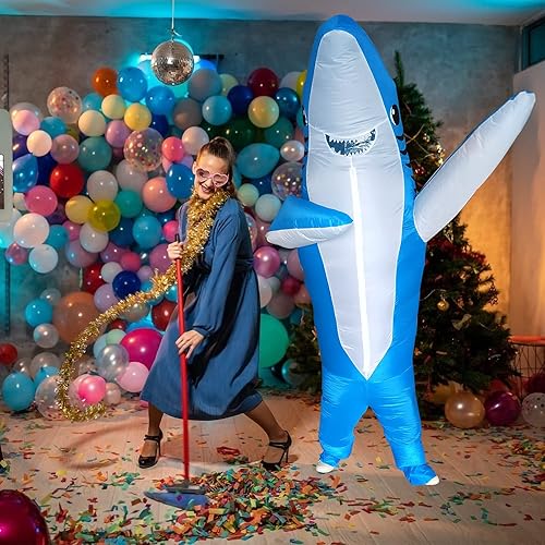 Miniatura 8 de Disfraces inflables de Halloween para adultos, disfraz de tiburón inflable para Halloween, regalo de cumpleaños, fiesta de juego